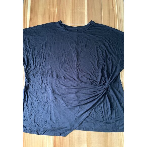 Ava & Viv Womens Black Casual Knot Front T-Shirt Plus Size XXL - Picture 6 of 9